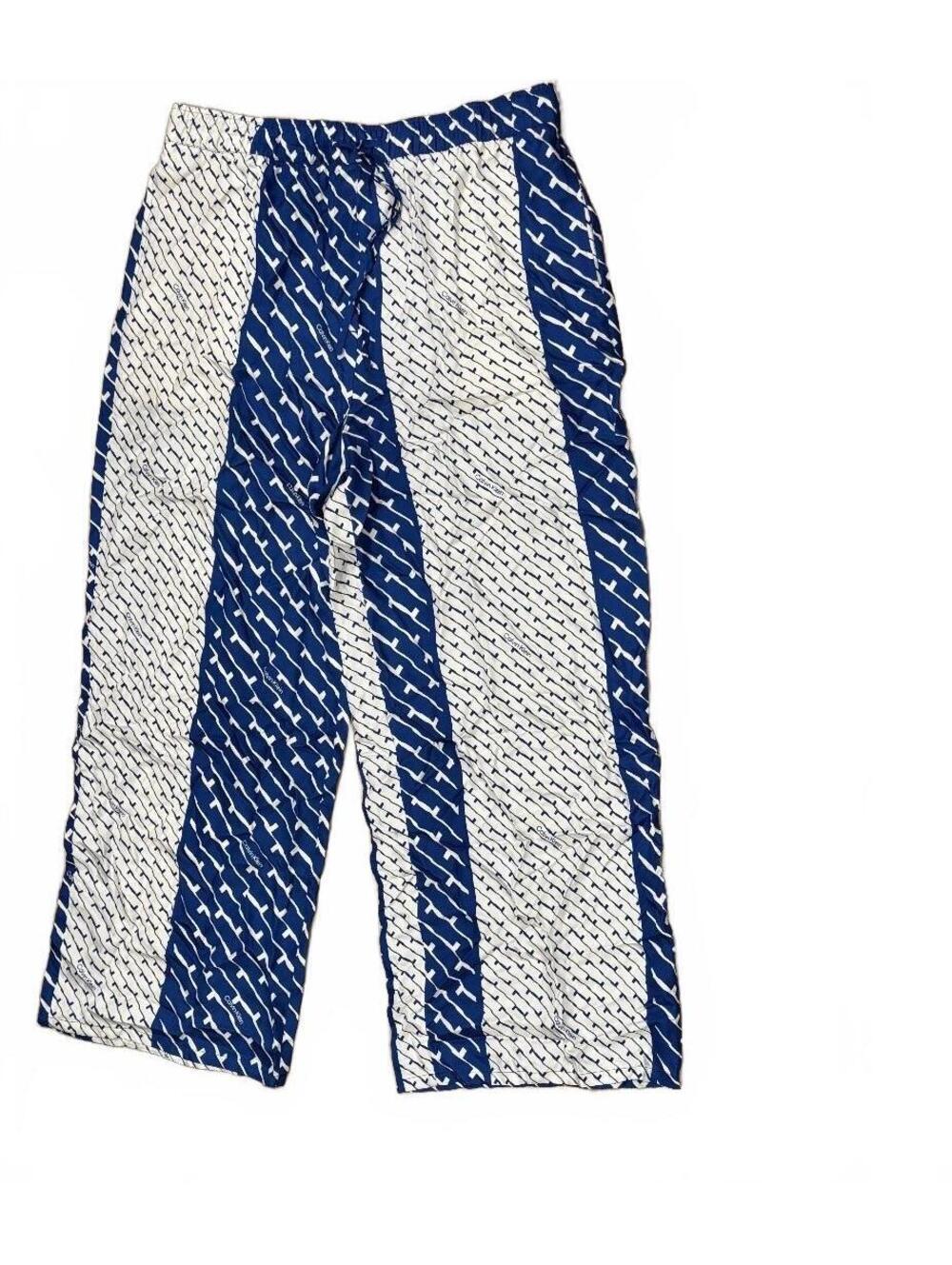 Calvin Klein Blue and White Patterned Wide Leg Pants